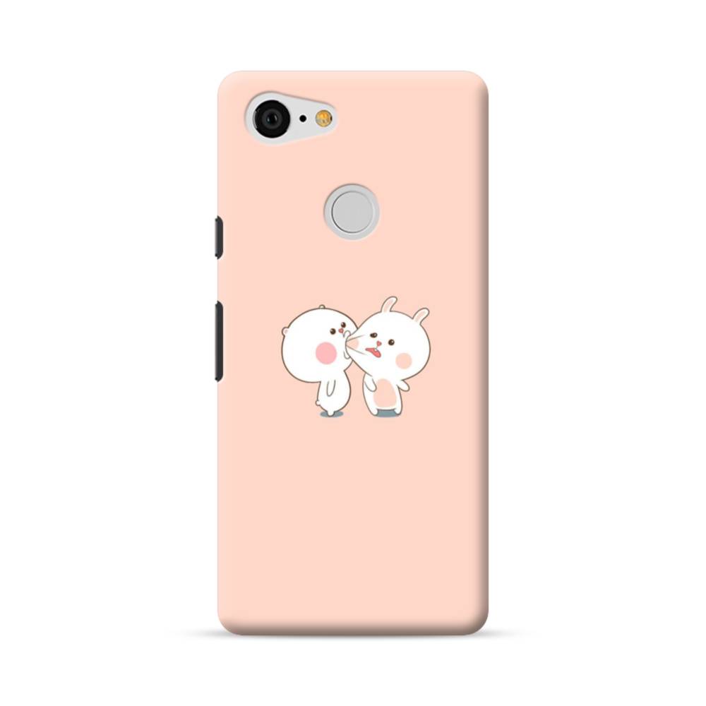 ペア 可愛いキャラクター002 Google Pixel 3 ハードケース プリケース