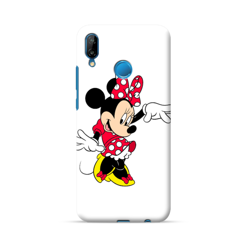 Love 可愛い ディズニー キャラクター ペア ミニちゃん ホワイトバジョン Huawei P Lite ハードケース プリケース