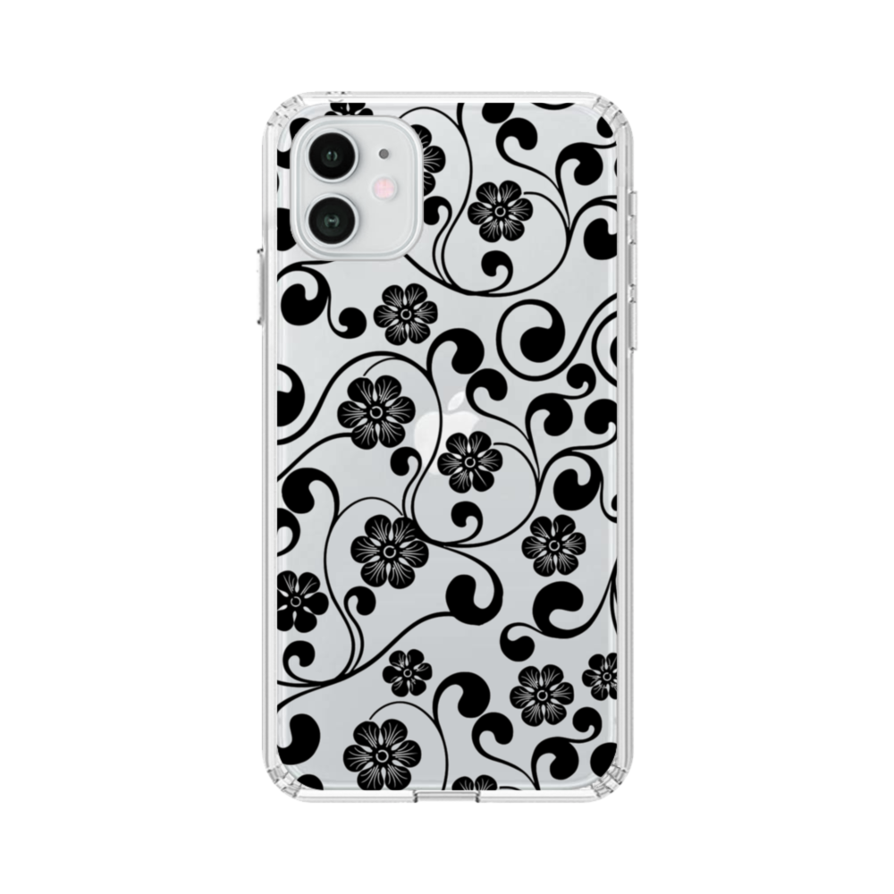 無背景でプリントできる白黒花柄 Iphone 12 クリアケース プリケース 無背景でプリントできる白黒花柄 Iphone 12 クリアケース プリケース