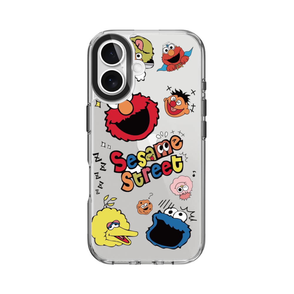 セサミストリート ステッカー iPhone 16 クリアケース | プリケース