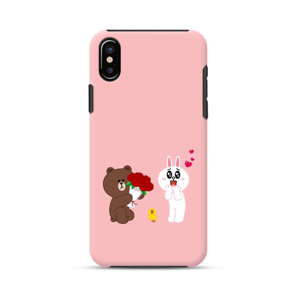 ハニー 可愛いライン キャラクター ブラウン コニーちゃん Iphone X タフケース プリケース