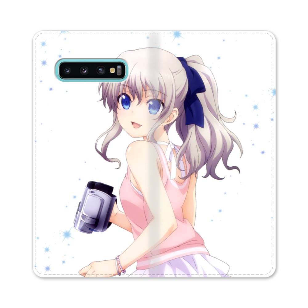 アニメ風 可愛い女の子 こっち見て Samsung Galaxy S10 Plus 手帳型ケース プリケース